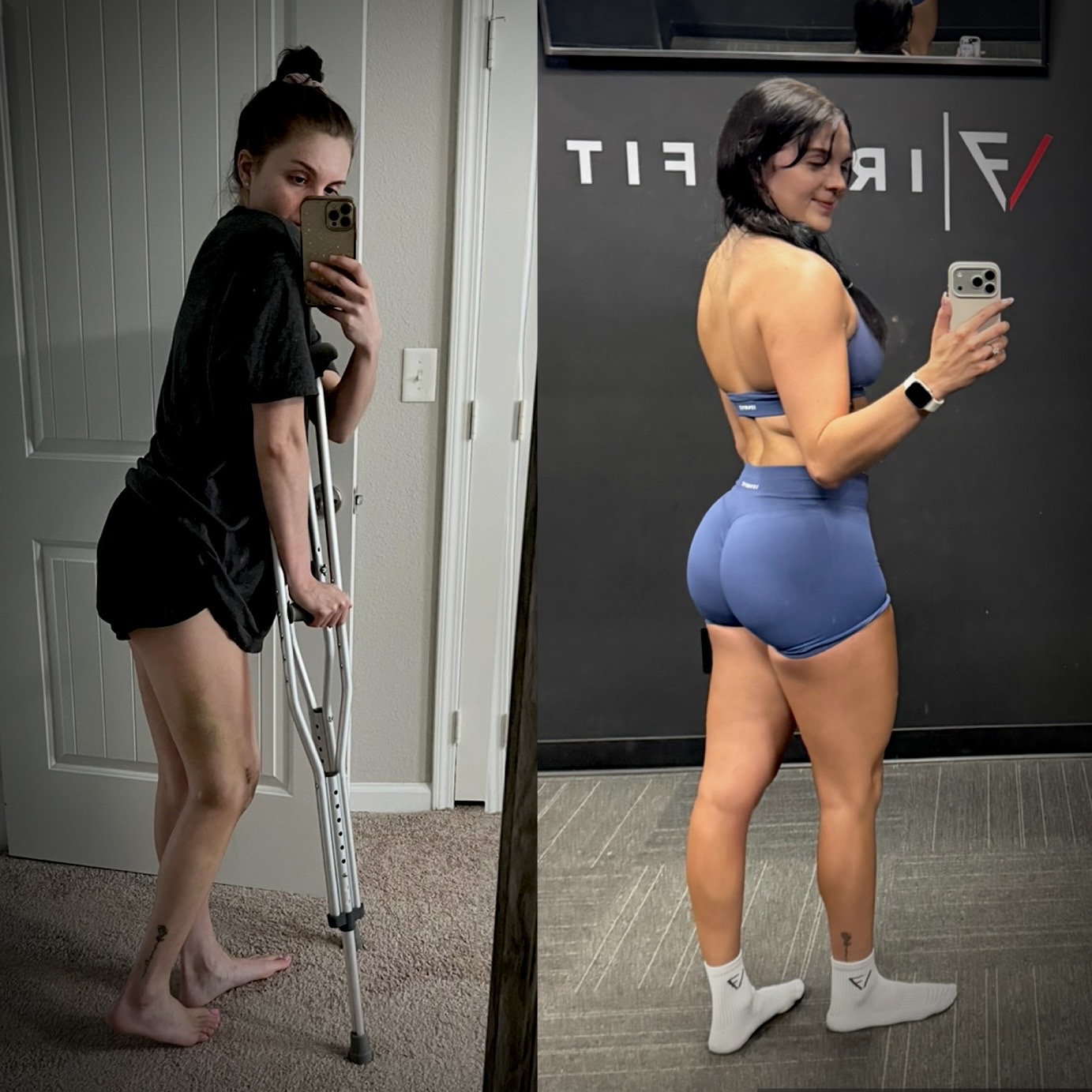 Kiera Neumiller during recovery and after rebuilding her strength